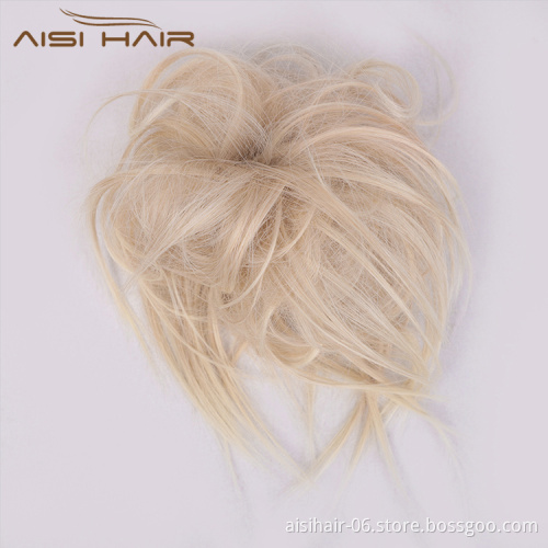Aisi Hair Synthetic Donut Blonde Chignon Curly Bun Pad Chignon Elastic Band Ribbon Ponytail Rope Rubber Hair Extension For Women